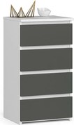 Komoda AKORD CL4 Biała 40 cm 4 szuflady kolor Grafit Szary mat 40x35x74 cm