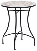 Outsunny Stolik Ogrodowy Balkonowy Mozaikowy Okrągły Stal i Ceramika Pomarańczowy Biały 60x71cm | Aosom PL