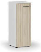 Szafa biurowa niska z drzwiami PRIMO WHITE, 400 x 420 x 1087 mm, biały/dąb naturalny