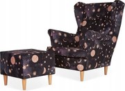 Gwieździsty fotel Uszak z podnóżkiem do sypialni