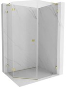 Mexen Lunar L kabina prysznicowa pięciokątna uchylna lewa 80 x 90 cm, transparent, złota - 831L-080L-090P-50-00-L