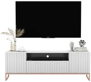 Biała stojąca szafka rtv z lamelami R6-A90