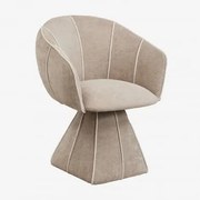 Zestaw 2 Obrotowych Foteli Tapicerowanych Tallin Brązowa Szenila Pszeniczna - Sklum