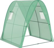 Outsunny Szklarnia z łukami z workami na piasek i pokrywą plastikową, 2 drzwi rolowane, okna siatkowe, przenośna, 1,8 x 1,8 x 2 m, Zielona