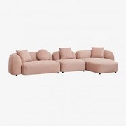 Modułowa Sofa Z Szezlongiem Prawym, 3-częściowa, Z Tkaniny Coco Chenille Kwarc Różowy Chenille - Sklum