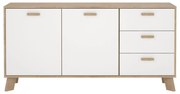 Biało-naturalna komoda w dekorze dębu 147x73x39 cm Ikast – Tvilum