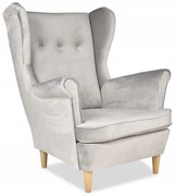 Fotel Uszak liliowy jasny róż aksamit urodziny