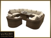 Rattanowy zestaw do jadalni modułowy BORNEO LUXURY dla 9 osób (brązowy)