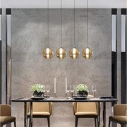 NETTLIFE Lampa wisząca ze szkła bursztynowego średnica 70cm G9 lampa stołowa z regulacją wysokości z 4 bursztynowymi lampami lampa do kuchni do salonu