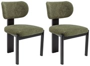 Zestaw 2 krzeseł z tkaniny z bukli i drewna hebanowego w kolorze czarnym - Khaki - WILANA