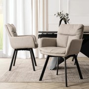 Krzesło Tapicerowane Obrotowe do Salonu CORTADO Beżowe Nowoczesne