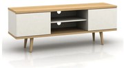 Biała szafka pod TV w dekorze dębu 140x52 cm Alana – Støraa