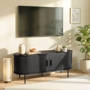 Szafka RTV do Salonu Dwudrzwiowa TRISH 120 cm Czarna Nowoczesna