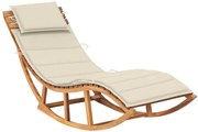 Kremowy jednoosobowy drewniany leżak ogrodowy F7-R64
