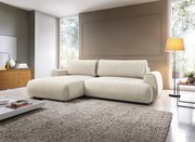 Masseno Narożnik ZEST z funkcją spania i pojemnikiem na pościel Narozniki L, Rozkładana sofa - Kremowy, PUENTE 03