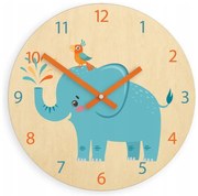 Zegar na ścianę cichy do pokoju dziecięcego drewniany nowoczesny słonik