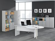 Biały komplet biurowych mebli z biurkiem zamykanych na kluczyk K8-Z57