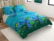 PrzytulneMieszkanie.pl PrzytulneMieszkanie.pl Pościel bawełniana w kolorze NIEBIESKO-ZIELONYM MOTYL w kolorze niebieskim Rozmiar pościeli: 70 x 90 cm | 140 x 200 cm