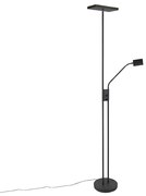 Nowoczesna lampa stojąca czarna z diodą LED i ściemniaczem z lampką do czytania - Jazzy Nowoczesny Oswietlenie wewnetrzne