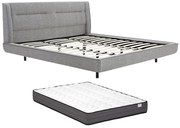 Łóżko 180 x 200 cm - Tkanina z bukli - Szary + Materac - ISYDE