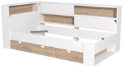 Łóżko 90 x 190 cm z ze skrzynią  - Kolor: Biały i naturalny - TAMADU