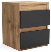 Szafka nocna komoda WIKI z 2 szufladami Dąb Wotan/Czarny