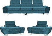 Zestaw mebli wypoczynkowych Bosso Sofa 3os fotele niebieskie Family Meble