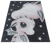 Dywan dziecięcy Funny Smoczki różowo-szary 140 cm x 200 cm
