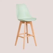 Zestaw 2 Wysokich Stołków 75 Cm Z Poduszką Z Ekoskóry Nordic Celadón - Sklum