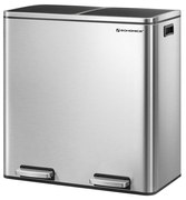 Kosz do segregacji odpadów SORT, 2x30 l + worki na śmieci, srebrno/czarny Vasagle