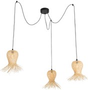 Zewnetrzna Orientalna lampa wisząca zewnętrzna bambusowa 3-światłowa IP44 - CarlosKolonialny Oswietlenie zewnetrzne