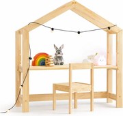Drewniane biurko domek dla przedszkolaka, dla 6 latka P8-R02