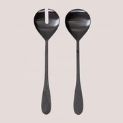 Zestaw 2 Sztućców Do Sałatek Ze Stali Nierdzewnej Aina Negro Mate - Sklum