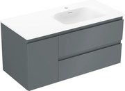 Mexen Orio szafka łazienkowa 100 cm z umywalką Vela prawą, 2S, 1D, grafit mat/biała mat - 91A13-10047-3-BBFFF66-W23P01