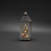 Drewniana latarnia LED DOMEK, biały, 29 x 11 cm
