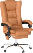 Vinsetto Fotel masujący, fotel biurowy z funkcją grzania, obrotowy fotel, fotel z funkcją leżenia, regulowany fotel PC, jasnobrązowy