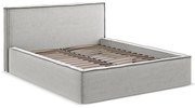 Jasnoszare tapicerowane łóżko dwuosobowe ze schowkiem i stelażem 140x200 cm Anani – Makamii