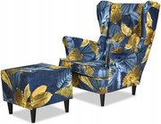 Fotel Uszak z podnóżkiem zestaw czytania dla NIEGO