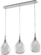 Szyna żelazna Pluvia z przezroczystym szkłem pyrexowym, 3 światła, dł. 75 x 10, BL264-BIN3-TR