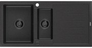 Mexen Andres zlewozmywak granitowy 1,5-komorowy z ociekaczem 1000 x 500 mm czarny/srebrny metalik syfon czarny - 6515101510-73-B