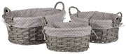 Zestaw koszy wiklinowych z tkaniną Szara kropka, 3 szt., 3 rozmiary, 39 x 22 x 31 cm