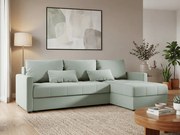 Rozkładana narożna sofa VENORIA 220x143 cm, jasnozielona, uniwersalna + 2 poduszki GRATIS