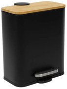 Wąski kosz łazienkowy z bambusem ZETRU, 5 l