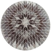 Beżowy okrągły wzorzysty dywan G8-H01