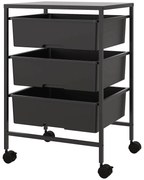 HOMCOM Boczny wózek na kółkach z 3 koszami do przenoszenia i przechowywania, wózek kuchenny, 40,8 dł. x 33,5 szer. x 60,5 wys. cm, Czarny