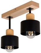 Czarna lampa sufitowa, dwupunktowy spot DSC30x7BU z drewna i metalu E2