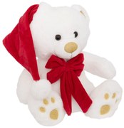 Maskotka miś z czapką Świętego Mikołaja, 25 cm