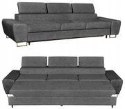 Sofa kanapa 3 os rozkładana z f. spania Bosso Family meble szary welur