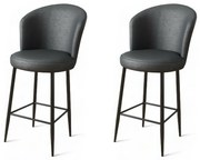 Zestaw krzeseł barowych Uras Anthracite and Black, 2 szt., 2 szt.