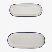 Zestaw 2 Tac Z Gresu Ronilena Biały Gardenia - Niebieski Ken - Sklum